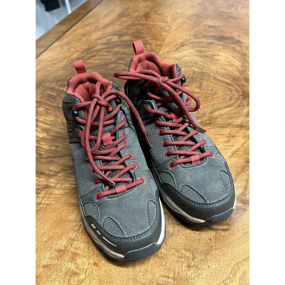 Eddie Bauer Crater Lake Mid Gray Red Women's 6 Waterproof Hiking Boots Walking‎